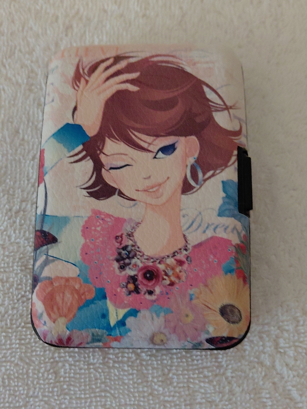 Floral Illustration Wallet-Style Card Case - Pink